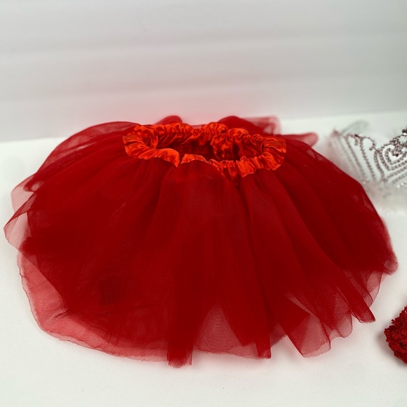 Baby Red Tutu with headband and tiara crown dress up costume Valentine’s Day - Picture 14 of 17